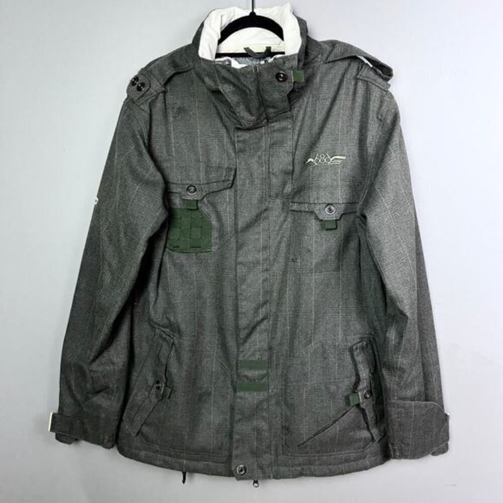 686 jacket men's medium snowboarding y2k plaid neutrals‎ outdoor ski green